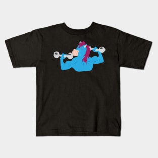 Dumbbells Unicorn Muscles Gym Fitness Kids T-Shirt